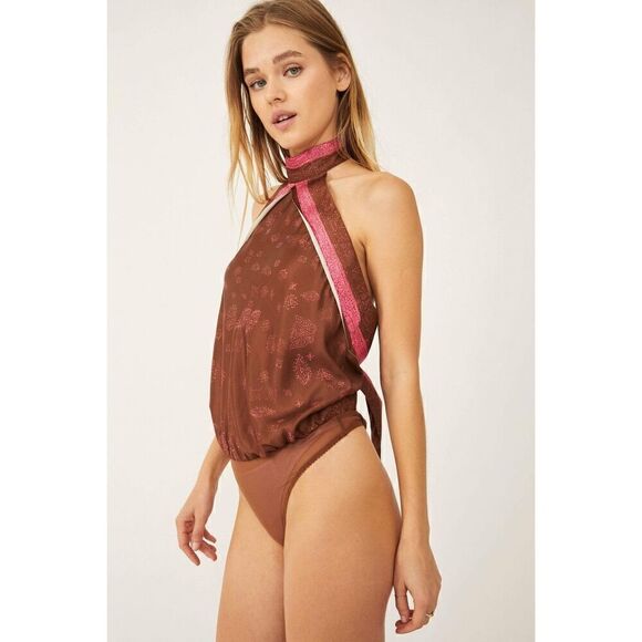 NWT Intimately Free People 1 Thing Halter Open Back Satin Bodysuit Size Large - Picture 3 of 13
